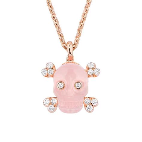 dior flower skull|Tete de Mort Skull necklace in 18K pink gold, diamonds and pink .